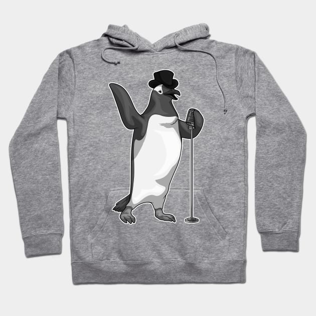 Penguin Singer Microphone Music Hoodie by Markus Schnabel